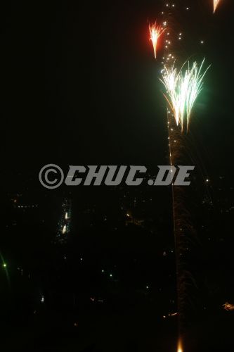 Feuerwerk Silvester, vom Johannisberg mit Blick auf Bad Nauheim