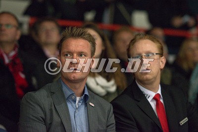 Rene Rudorisch (DEL2-Gesch&auml;ftsf&uuml;hrer) zu Gast bei Andreas Ortwein (Gesch&auml;ftsf&uuml;hrer Rote Teufel EC Bad Nauheim), im Spiel der DEL 2 - Rote Teufel EC Bad Nauheim gegen Lausitzer F&uuml;chse - Foto &copy; A. Chuc