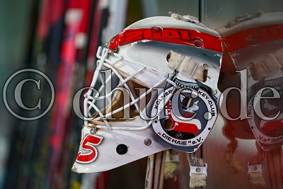Die Maske von -51- Daniel B&ouml;ttcher (Torwart EC Bad Nauheim), in der DEL 2 - EC Bad Nauheim gegen Eispiraten Crimmitschau, Bad Nauheim, Colonel-Knight-Stadion, 03.11.19