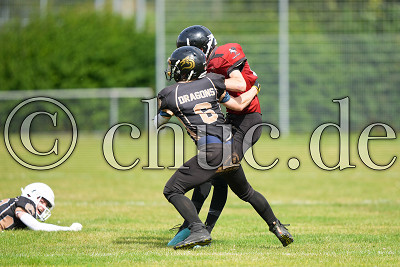 , Jugend Oberliga Turnier im American Football - W&ouml;lfersheim Bulls gegen Gie&szlig;en Golden Dragons, W&ouml;lfersheim, Sportplatz S&ouml;del, 12.09.21