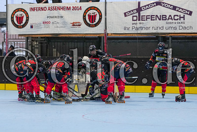 Assenheim schw&ouml;rt sich ein, Rhein-Main Patriots gegen ESC Moskitos.Essen - Inline-Skaterhockey Bundesliga, Niddatal - OT Assenheim, Inlinehockeyhalle Assenheim, 15.03.25